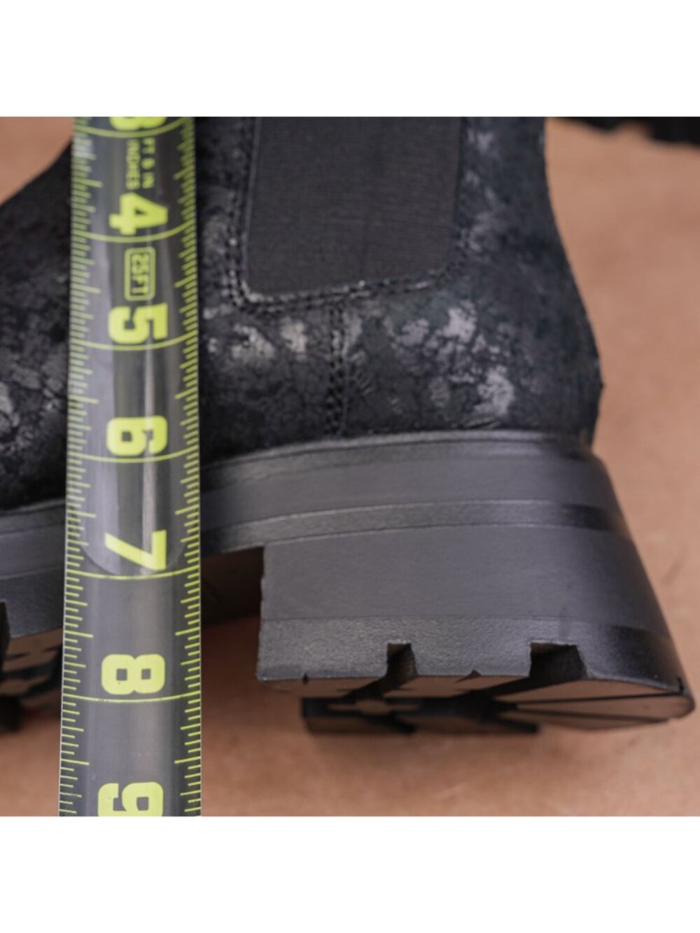 DKNY Women Sasha Chunky Black Leather Festival Party Lug Boots 7US EUR 37 - Picture 7 of 10